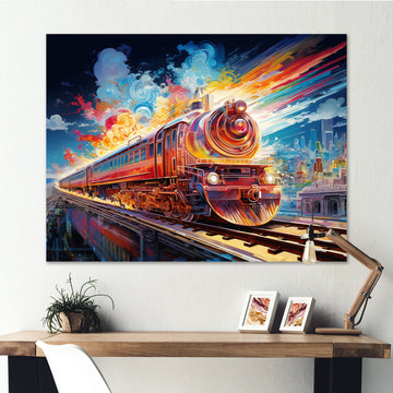 Abstract Background Train - Train Canvas Wall Art